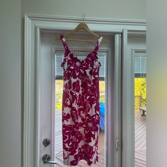 TRINA TURK FLORAL SUMMER DRESS ZIPPER BACK SIDE SLIP SIZE 6 - Picture 1 of 3